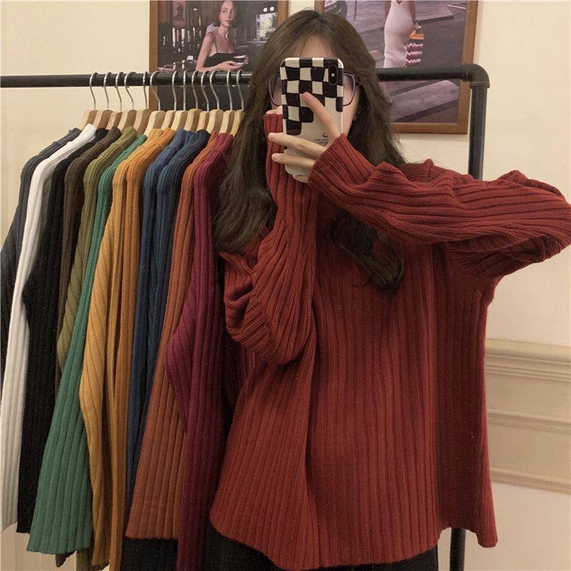 复古半高领毛衣女秋装冬季慵懒风加厚宽松长袖上衣内搭外穿针织衫,女装/女士精品,POLO衫,淘宝优惠券,粉丝福利购,淘宝优惠卷