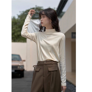 瞌睡兔「双面绒」半高领长袖打底衫女秋冬季软糯气质显瘦内搭上衣
