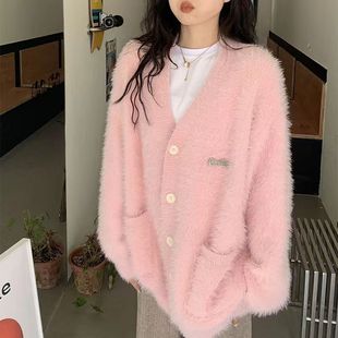 软糯针织毛衣外套 仿貂毛V领潮男女复古时髦开衫 FUNKYFUN 2023AW