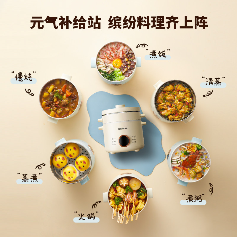 电煮锅多功能蒸煮炖一体锅迷你电饭煲1-2-3人小型宿舍火锅可预约