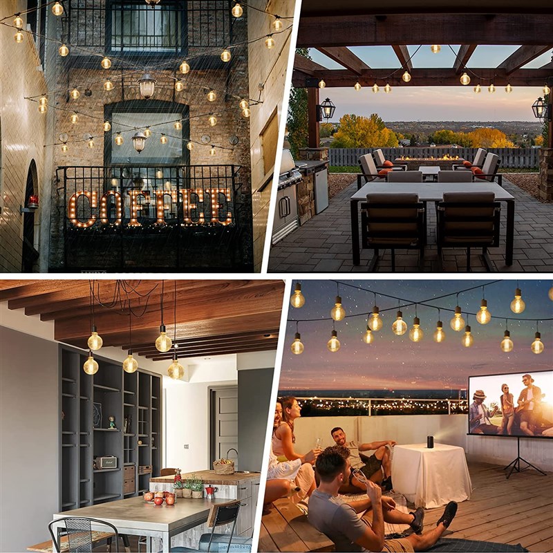 复古钨丝E27婚礼庭院氛围节日大灯泡装饰户外别墅圆球拉丝灯串