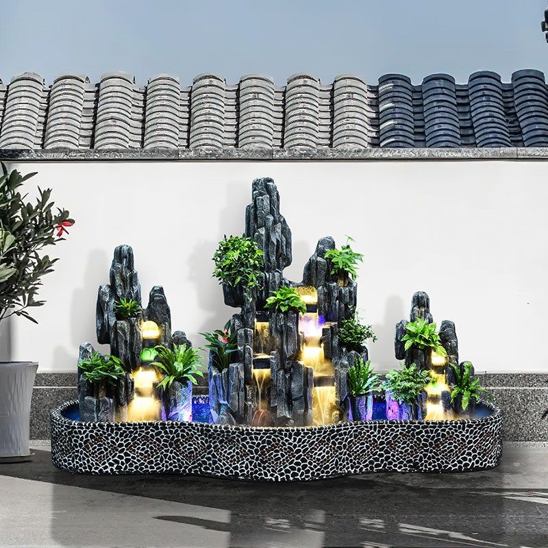 大型假山鱼缸瀑布流水小院鱼池别墅装饰高山喷泉摆件庭院造景布置,家居饰品,流水摆件,淘宝优惠券,粉丝福利购,淘宝优惠卷