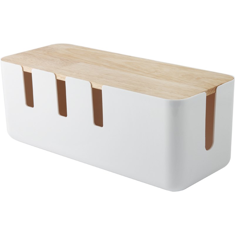 风物木盖米立电源排插收纳盒集线盒电线桌面插座整理盒家用创意