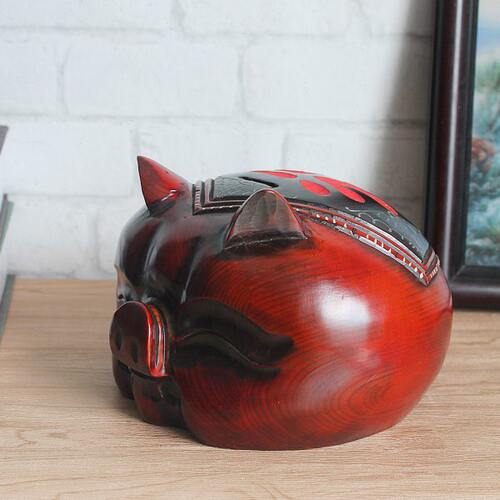 实木十二生肖小猪装饰摆件存钱罐可爱生日能存能取猪猪木质储蓄罐 - 封面