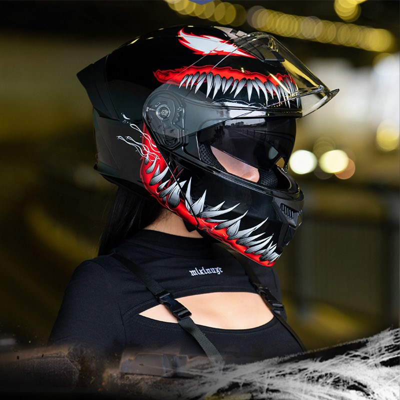 LS2新国标3C认证摩托车冬季保暖揭面盔毒液机车四季通用安全帽