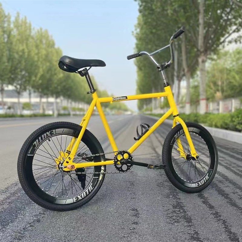 爆改橄榄链动作把死飞自行车20寸翘头可改装男女V学生山地公路车