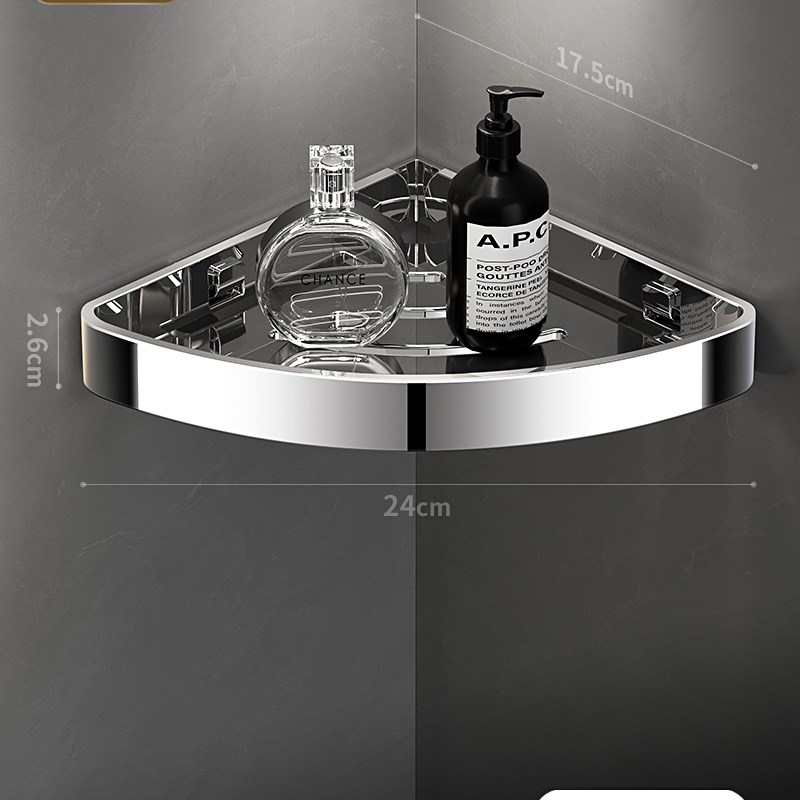 不锈钢浴室三角架小尺寸免v打孔卫生间墙角小号置物架淋浴房转角