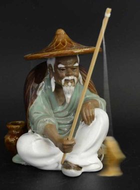 石湾公仔陶瓷渔夫摆件假山流水庭院花园装饰客厅书房摆设独钓寒江