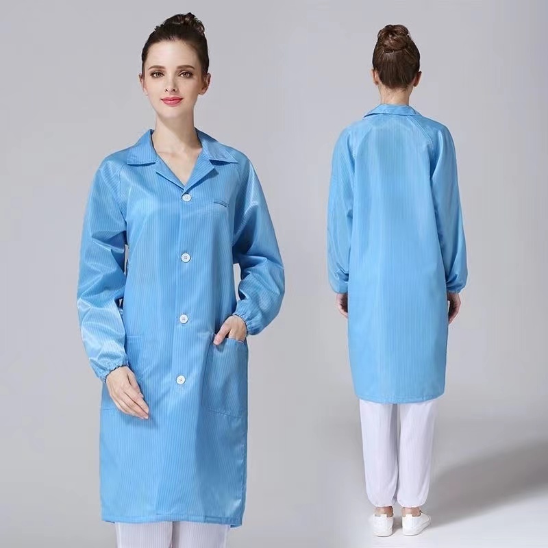 无尘服连体男女款工作衣防静电A喷漆口袋分体蓝色洁净化一体式