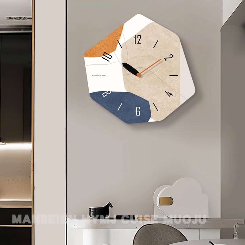 艺术静音挂钟客厅2024新款餐桌大气创意钟表家用现代Y简约时钟挂