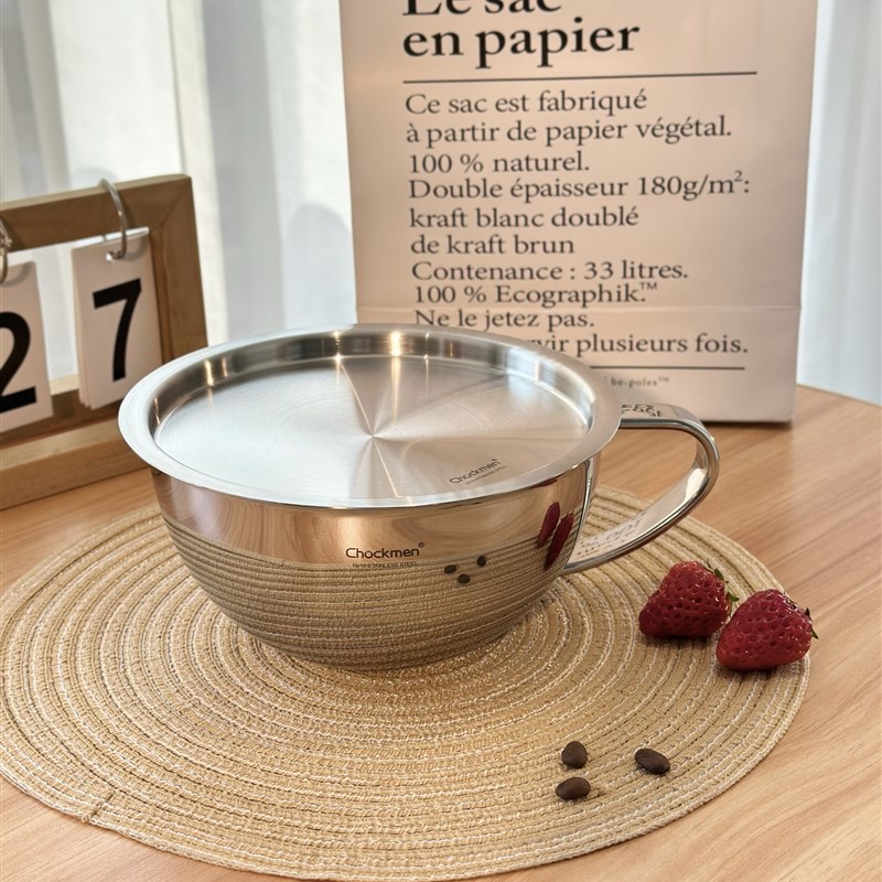 18/10不锈钢大肚杯早餐燕麦牛奶杯吃饭碗打蛋碗T量杯带手柄多用碗