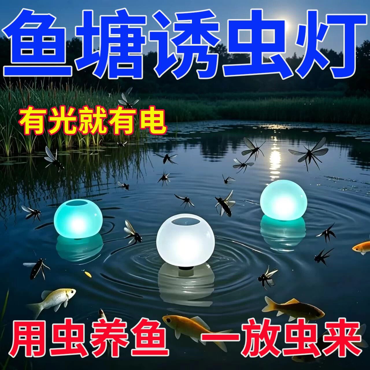 鱼塘太阳能防水诱虫灯高效引虫器