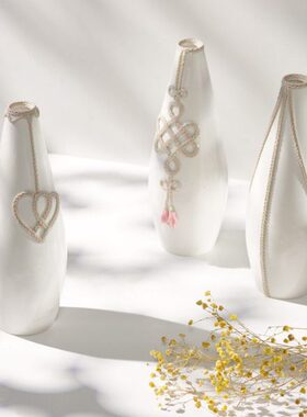 蜀门新中式编制艺术花瓶客厅家居玄关电视柜展厅插花装饰工艺摆件