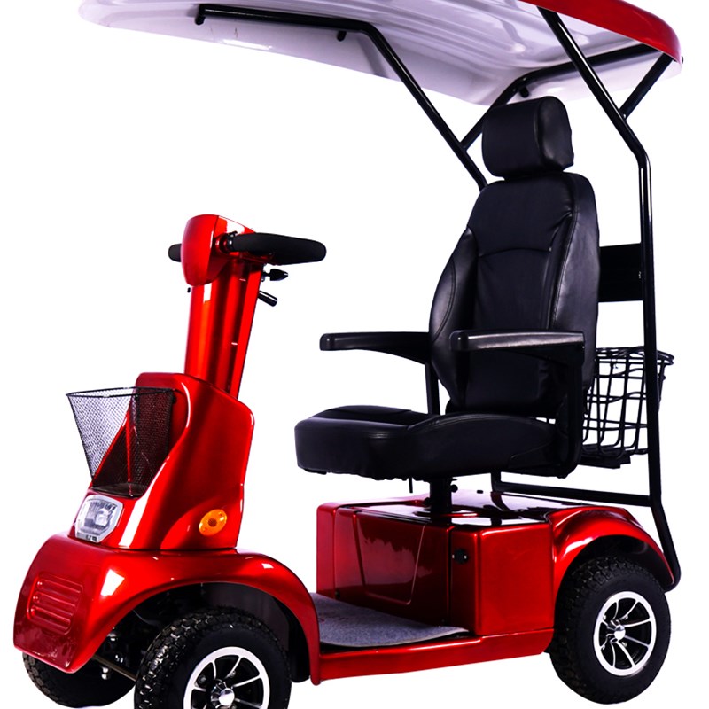 小巴士老年四轮电动车双人座2人带棚残疾人助力车V高端老年代步车