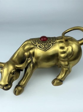 纯铜牛摆件生肖牛元宝牛旺v市牛金牛聚宝盆牛家居桌面办公室装饰