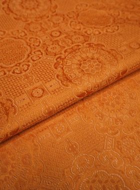 特！桔色橙色底纹宝相花纹团花纹中式织锦缎布料云锦丝绸缎子面料