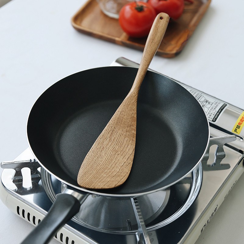32cm榉木/栗木斜边煎饼铲子 家用不粘锅炒菜薄铲原木烹饪木制厨具