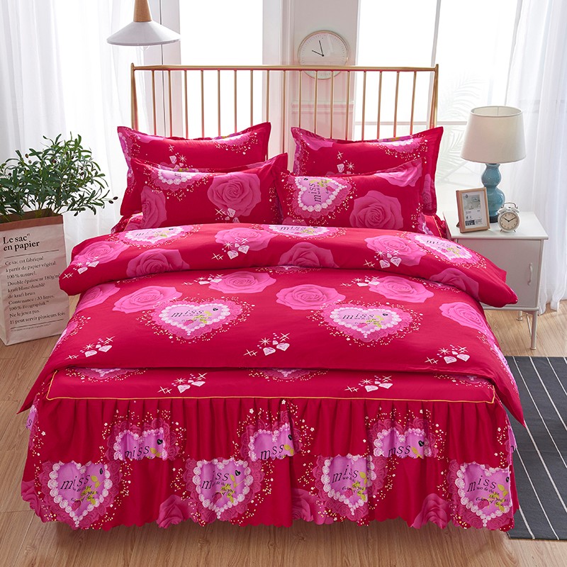 韩式席梦思防滑床裙四件套床群被套床罩4件套1.5m1.8V米2m床上用