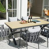 户外休闲桌椅组合别墅防水餐桌椅椅庭院民宿花园长桌轻奢现代简约