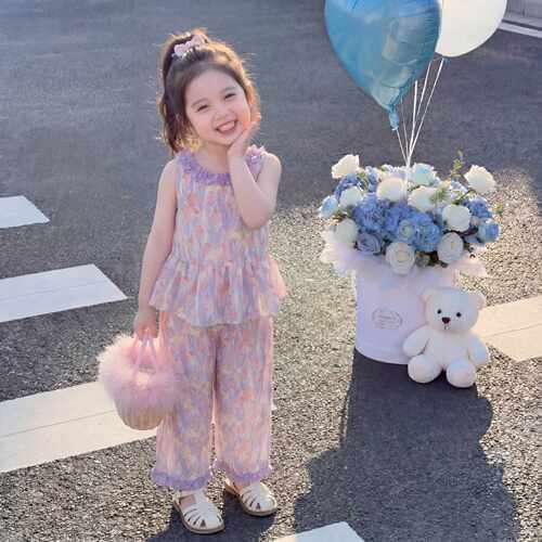 女童夏季花朵薄款两件套