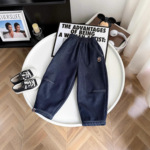 儿童牛仔裤子冬季2025款男童保暖宽松裤宝宝水洗休闲长裤潮神裤