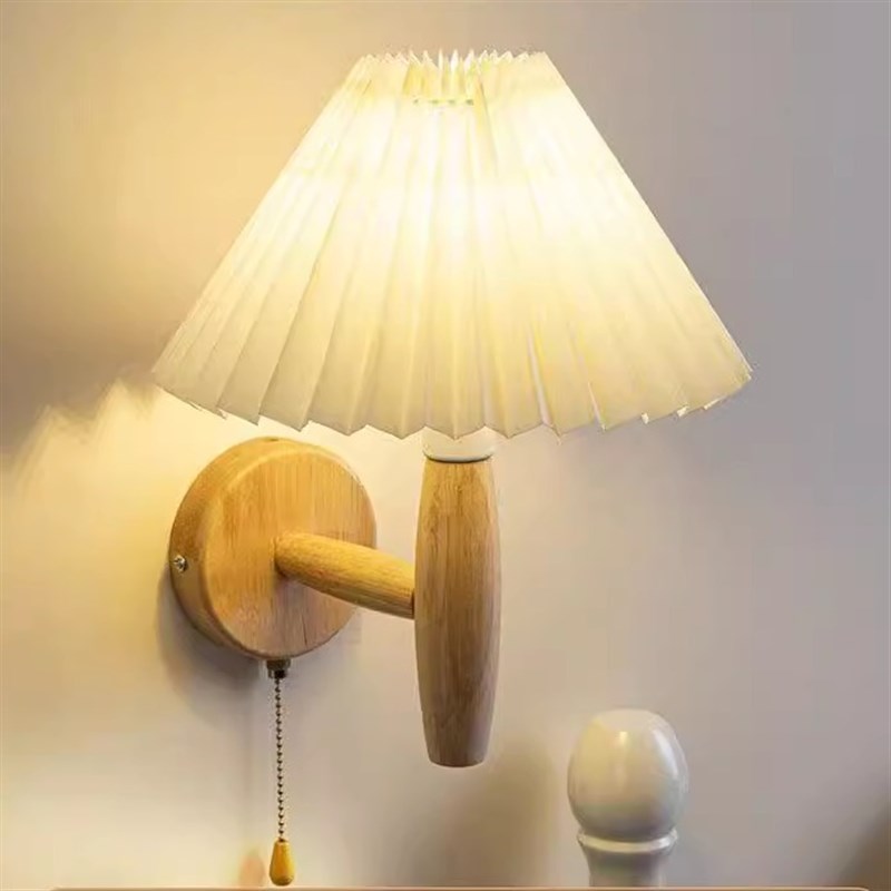 带开关壁灯卧室床头灯拉线开关拉绳复古温馨氛围感简约新款墙上灯