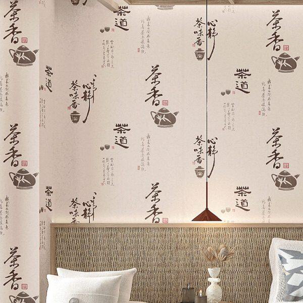 中国风墙纸茶艺茶楼茶叶店茶室背景茶文化古典餐厅防水新中式壁纸