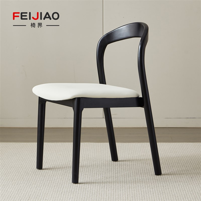 真皮实木餐椅家用餐厅2025新款意式极简酒店餐饮商用太子靠背桌椅