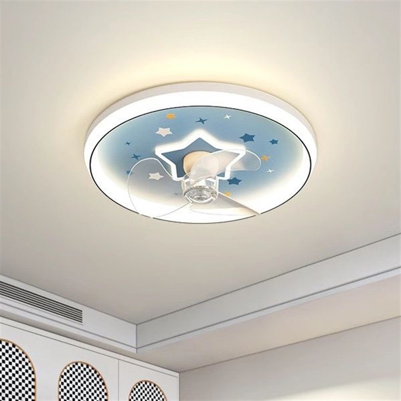 儿童房卧室风扇灯2025新款led家用吸顶灯无叶360度摇头吸顶灯一体