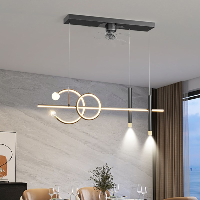 餐厅灯无叶空调扇2024新款风扇灯现代简约餐桌饭厅轻奢一体灯具