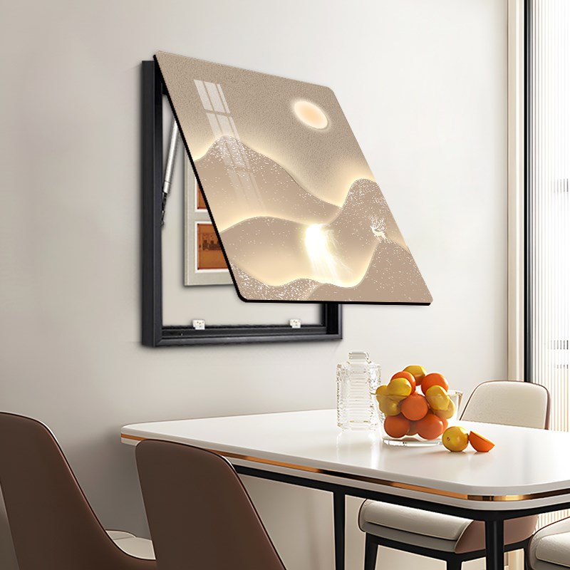 日照金山电表箱装饰画竖款轻奢高级感超薄遮挡强弱配电箱盖板挂画