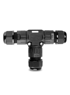 M20T型三通尼龙塑胶料2/3芯电缆转接头IP68户外LED灯具防水连接器