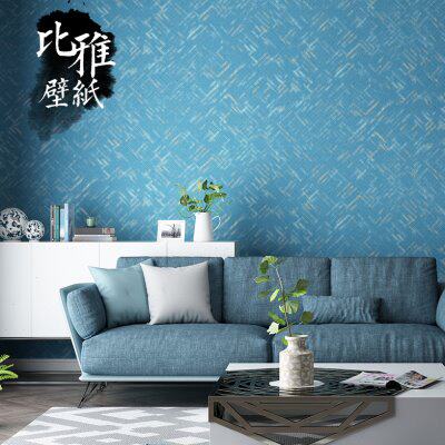 现代简约北欧十字纹蓝色纯色素色墙纸卧室客厅家用轻奢壁纸无纺布