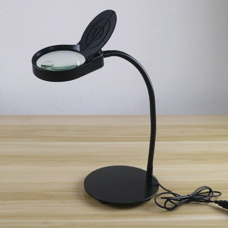 台式放大镜USB接口钟表维修鉴宝30倍老人阅读15倍LED灯台式扩大镜