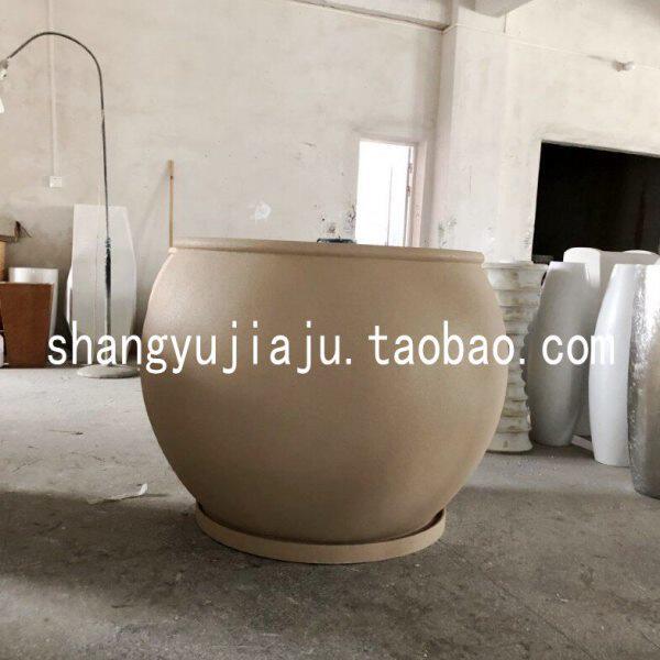 大圆球砂岩户外颗粒面落地大花瓶商场酒店会所广场售楼部花器花盆