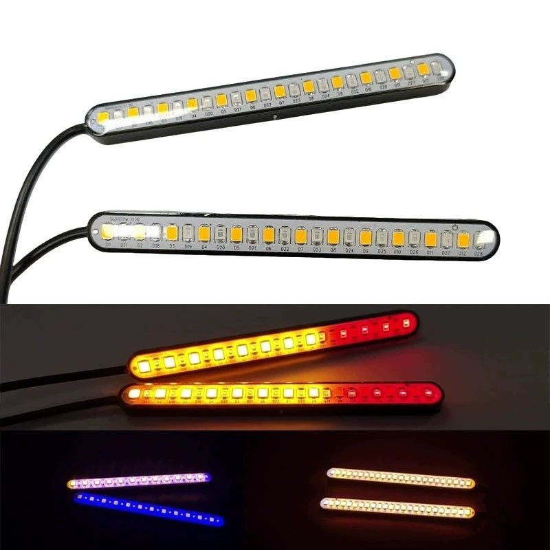 防水汽车摩托车小货车12vLED流水转向灯边灯刹车爆闪尾灯24灯珠