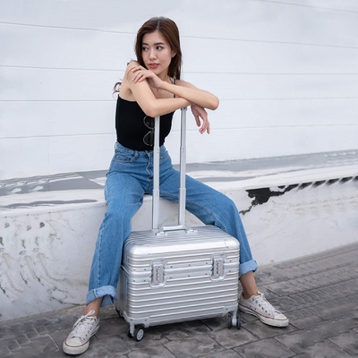 全铝镁合金摄影拉杆箱上翻盖18寸相机箱金属机长箱男登机行李箱女