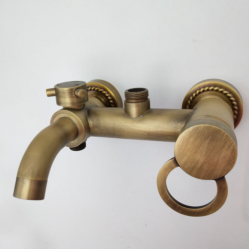 欧式全铜仿古龙头复古水阀淋浴水龙头双把双手轮开关做旧换新通用