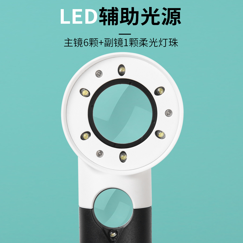 太阳火高清40倍珠宝鉴定钱币瓷器青铜邮票放大镜手持式带LED灯高