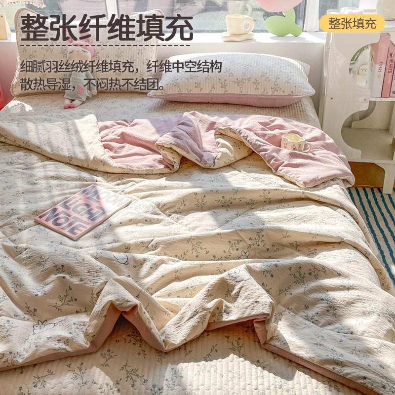 双层纱夏凉被床盖款四件套小碎花夏季可机洗夏被单人卧室空调被子