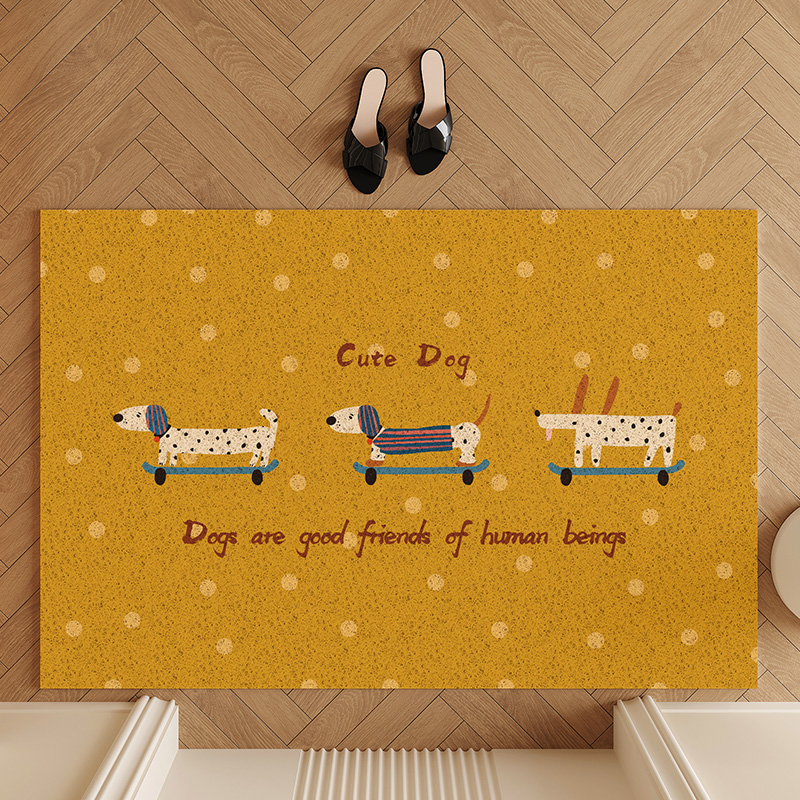 小狗进门丝圈地垫防滑耐脏防滑脚垫家用玄关地毯门外蹭土入户门垫