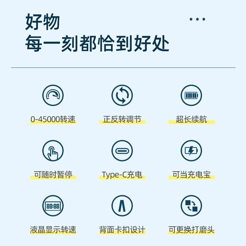 美甲打磨机灰厚指甲电动卸甲机充电式专业便携磨甲器去死皮抛光