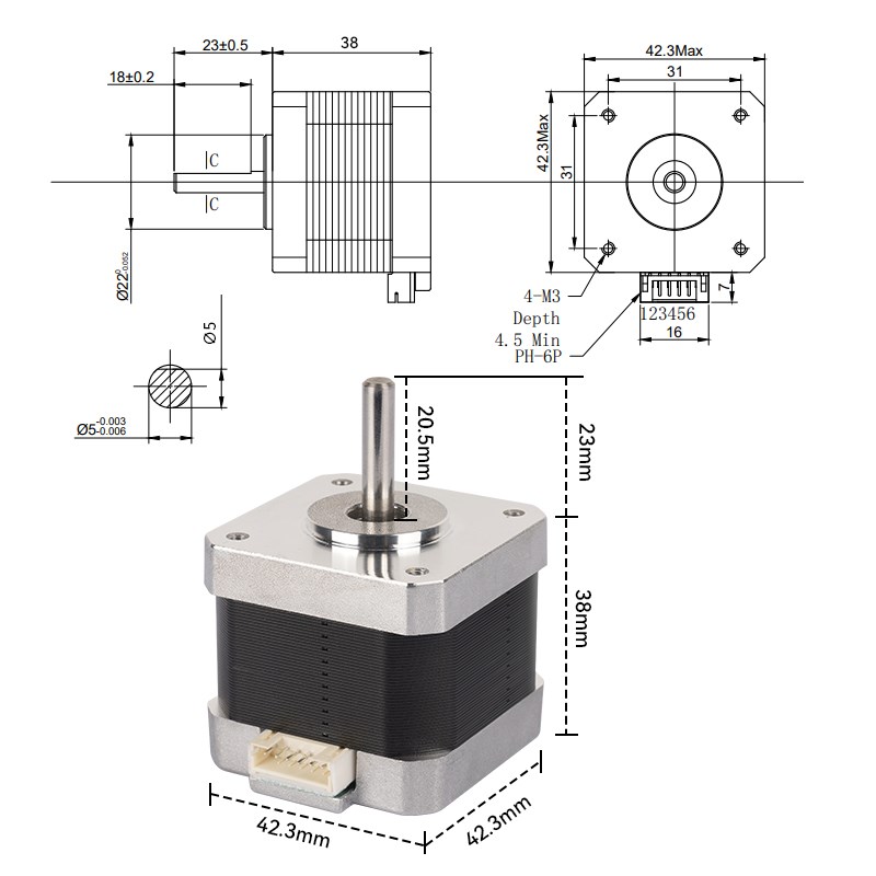 3D打印机配件 38高度 42步进电机 打印机diy雕刻机马达 两相四线