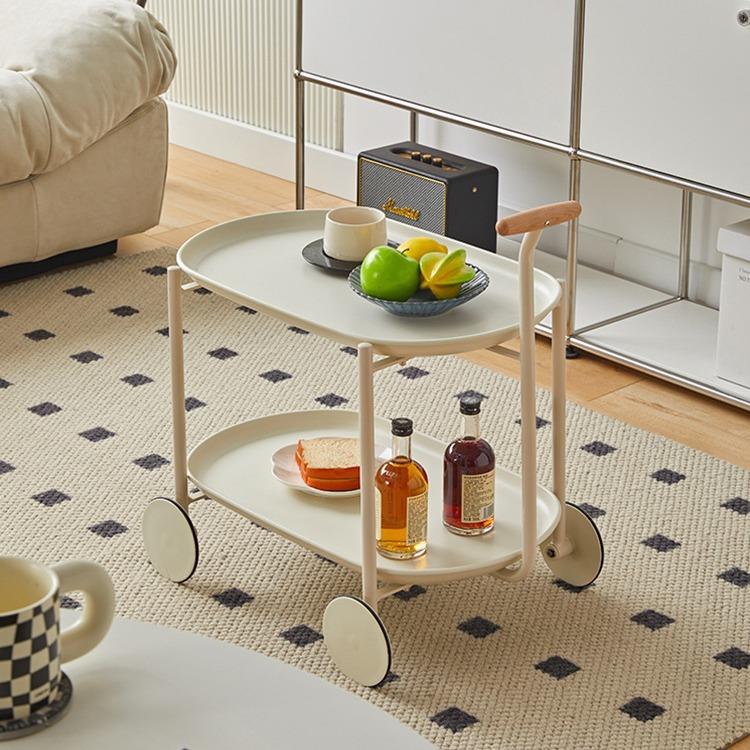 沙发边几可移动茶几小推车置物架奶油风北欧小户型卧室客厅收纳架