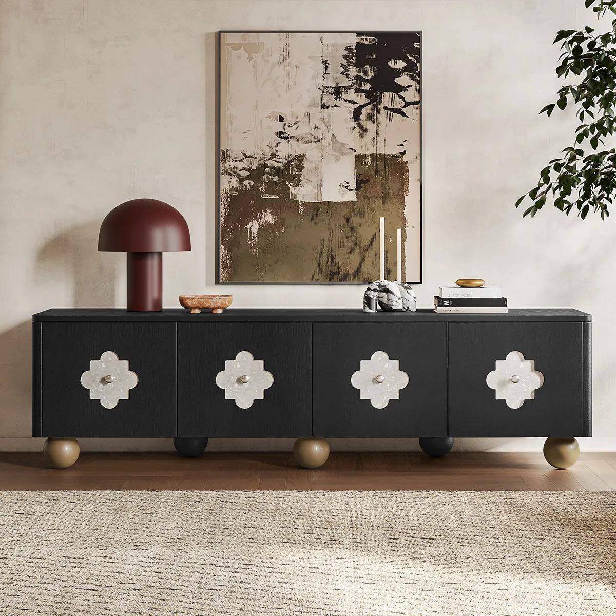 轻奢家具复古电视柜简约圆脚小户型客厅柜玄关边柜