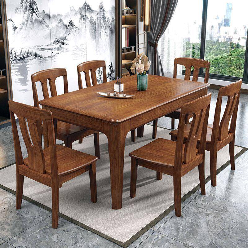 梨木全实木餐桌椅组合长方形家用桌子小户型现代桌餐厅西餐桌