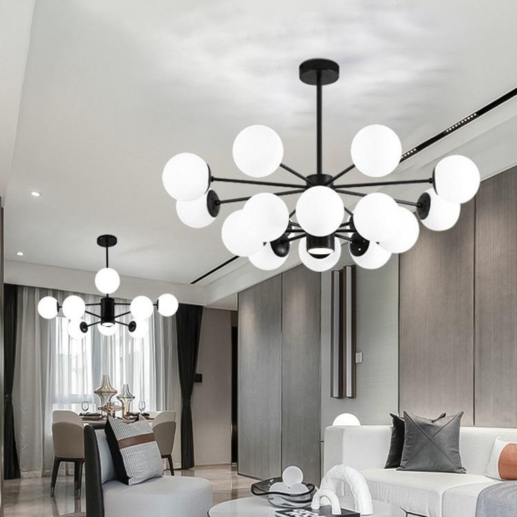 客厅吊灯现代简约大气卧室主灯2024年新款餐厅灯北欧魔豆中山灯具