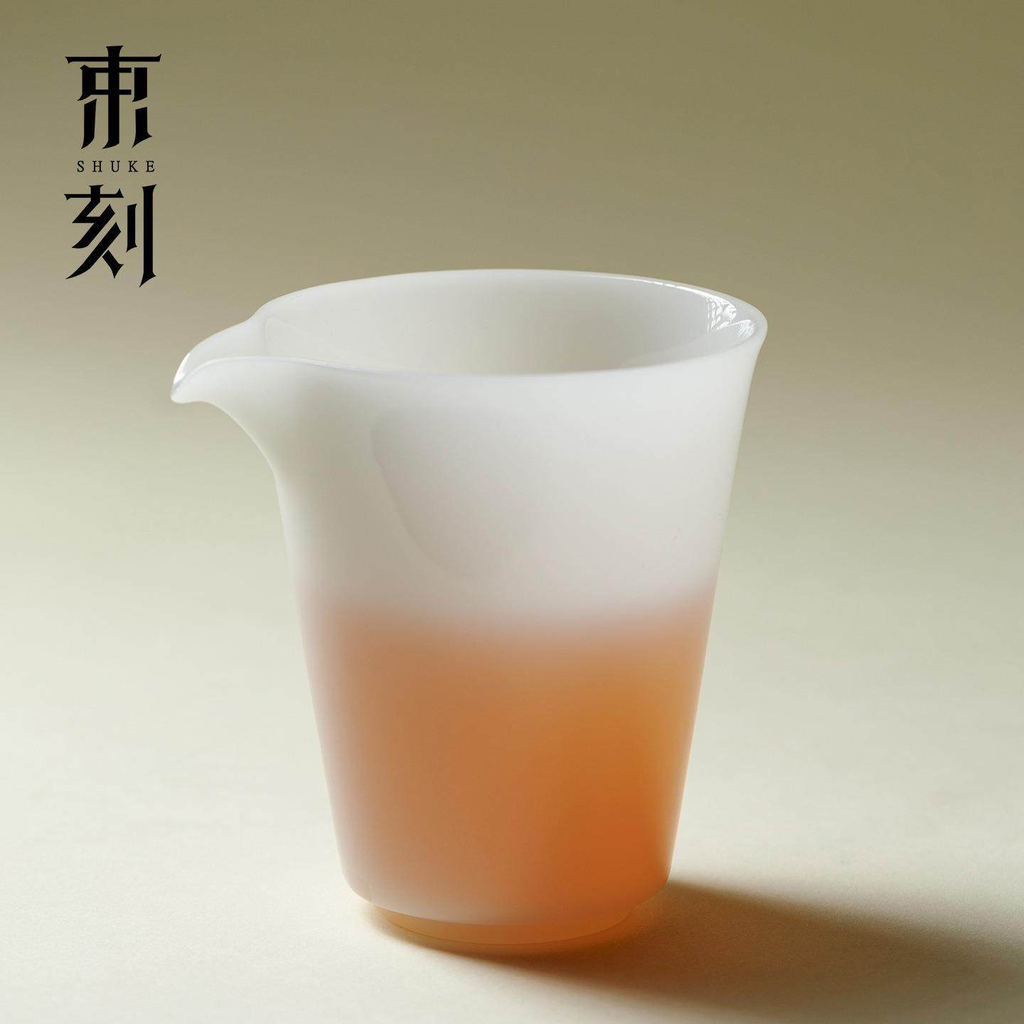 束刻 高端璞玉白瓷鹰嘴公道杯中国白冰种玉瓷茶海茶海分茶器匀杯