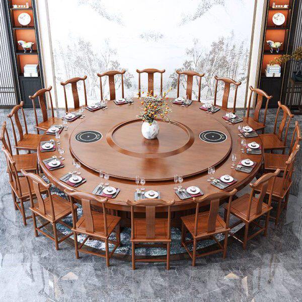 酒店餐桌电动大院子饭店包厢15人30人电动大圆桌可加装火锅电磁炉