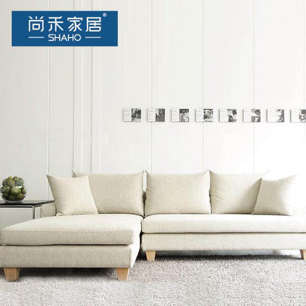 日式布艺沙发小户型组合北欧棉麻沙发转角贵妃位沙发可拆洗定制